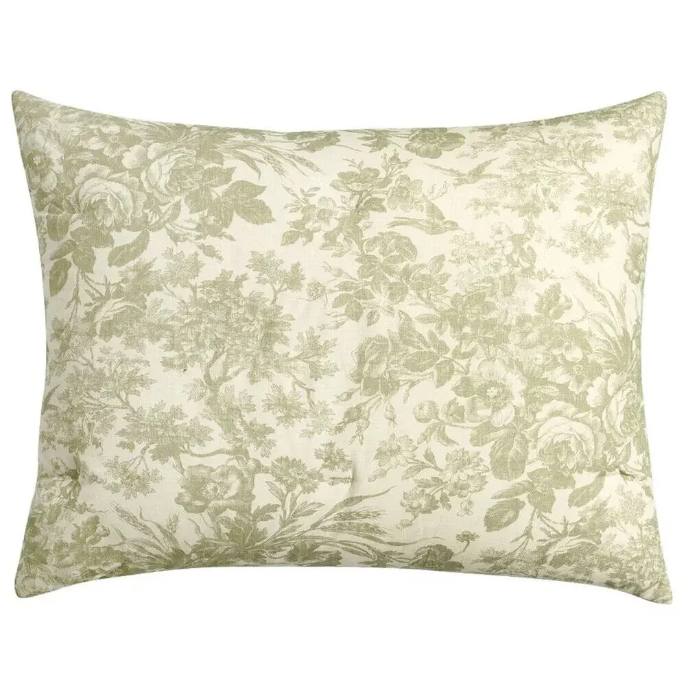3 Pottery Barn Sorrel Toile Pillow Sham Covers Loden Green Beige Std Floral NEW
